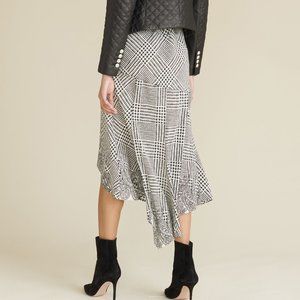 NWT Veronica Beard Mac Paisley Houndstooth Silk-Blend Midi Skirt